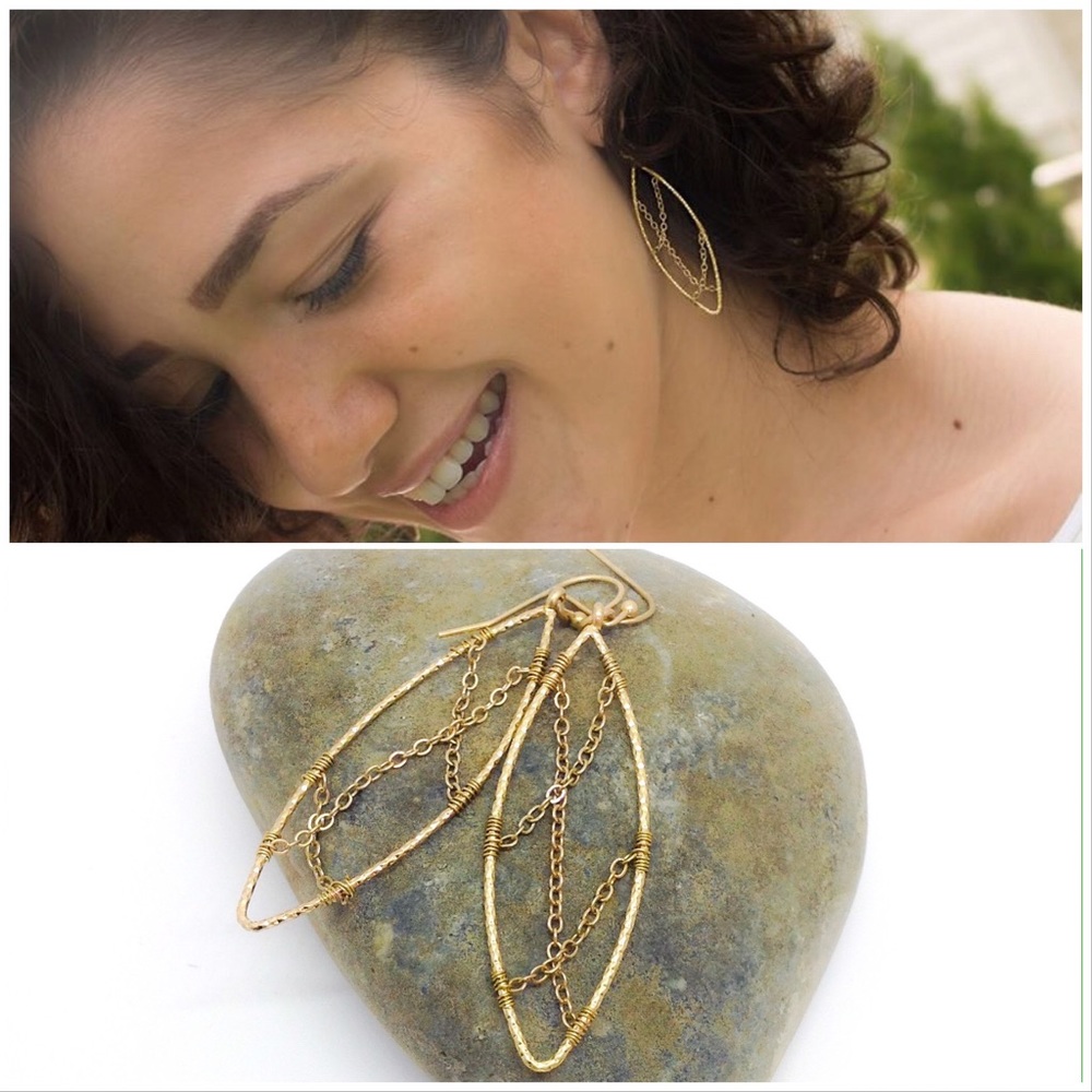 Golden Drop Chain Earrings by Dragon Life